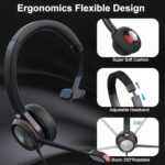 USB Headset with Microphone for PC, Mono Wired Computer Headset with 3.5mm & USB - Image 5