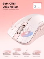 RAPIQUE Bluetooth Wireless Mouse, Dual Bluetooth & 2.4G USB Receiver, Pink - Image 5
