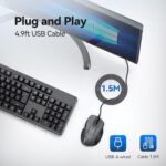 TECKNET USB Wired Mouse with Forward Backward Keys & 4 Adjustable DPI Gray - Image 5