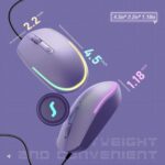 seenda Wired Mouse, RGB Backlit 1600 DPI Corded Mouse for Laptop/PC, Purple - Image 5
