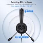 AOC USB Headset with Microphone for PC, On-Ear Wired Headphones with Mic - Image 5