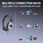 Wantek USB Headset with Microphone for PC, Wired On-Ear Headphones - Image 5