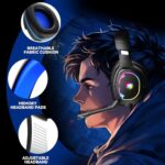 Jimonyer Gaming Headset for PS5 PS4 Xbox Series X|S PC Switch (Blue) - 7.1 - Image 5