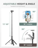 Sensyne 60" Phone Tripod - Selfie Stick, Lightweight All in One Phone Tripod - Image 5