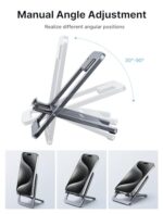 JSAUX Fold-Flat Cell Phone Stand, Adjustable Desk Holder-Gray - Image 5