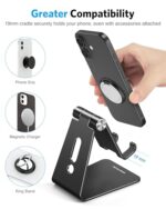 OMOTON C2 Adjustable Aluminum Cell Phone Stand with Charging Cutout, Black - Image 5