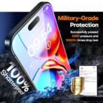 TAURI 4 in 1 for iPhone 16 Screen Protector, 3 Pack Tempered Glass Film + 1 Dust - Image 5