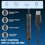 Cowyawn USB C Headphones Wired, Over Ear USB C Wired Headphones with Microphone - Image 5