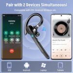 Bluetooth Headset, 90Hrs Single-Ear Headset with APTX HD Audio & Mute Button - Image 5