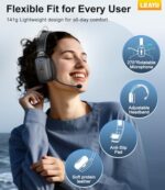 Bluetooth Headset, 60hrs AI Noise Canceling V5.2 Over Head Headphones - Image 5