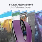 TECKNET Wireless Mouse, 2.4G Ergonomic Computer Mouse, 2600 DPI, Purple - Image 5