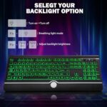 Large Print Backlit Computer Keyboard, 7-Color Backlit Keyboard with Wrist Rest - Image 5