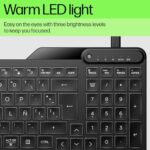 HP 400 Backlit Wired Keyboard (Ash Wired) - Warm White LED Illuminated Keys w/ 3 - Image 6