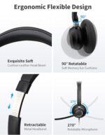 Wired Headphones with Microphone for PC, On-Ear Computer Laptop USB Headset with - Image 6