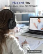 AOC USB Headset with Microphone for PC, Over-Ear Wired Headphones with Mic - Image 6
