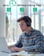AOC Wireless Headset with Mic for Work with AI Noise Cancelling Mic for Clear - Image 6