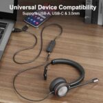 USB Headset with Microphone for PC, Mono Wired Computer Headset with 3.5mm & USB - Image 6