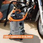 Armor All VOC408S 0901 4 Gallon 3 Peak HP Stainless Steel Wet/Dry Vacuum, Orange - Image 6