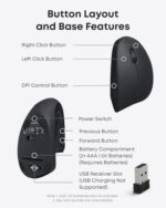 Anker 2.4G Wireless Ergonomic Mouse, Right Hand Vertical Mouse USB Receiver - Image 6