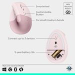 Logitech Lift Vertical Ergonomic Wireless Mouse - Rose - Image 6