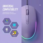 seenda Wired Mouse, RGB Backlit 1600 DPI Corded Mouse for Laptop/PC, Purple - Image 6