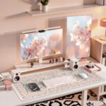 iCasso Desk Mat,Mouse Pad for Office Desk,35.4x15.7in,Pink Floral - Image 6