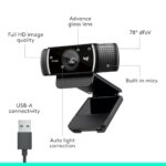 Logitech C922x HD Pro PC Webcam, Full HD 1080p/30fps or 720p/60fps Video - Image 6