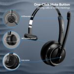 LEVN Wireless Headset 5.2, Wireless Headset with Mic for Work with(Noise - Image 6