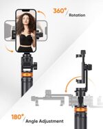 EUCOS 62" Phone Tripod, Tripod for iPhone & Selfie Stick with Remote - Image 6