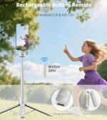 TONEOF 68" Magnetic Selfie Stick Tripod with Aluminum Strong Magnetic Holder for - Image 6