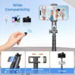 Selfie Stick Travel Tripod for Cell Phone with Remote Control and (B0D7C9N218) - Image 6