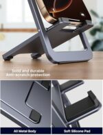 JSAUX Fold-Flat Cell Phone Stand, Adjustable Desk Holder-Gray - Image 6