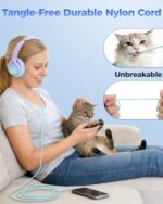 USB C & 3.5mm 2 in 1 Wired Headphones, Stereo Over Ear Headphones with HD Mic - Image 6