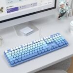 MOWUX Computer Keyboard Wired, Plug and Play USB Retro Round Typewriter Keyboard - Image 7