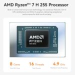 Beelink SER9 Mini PC, AMD Ryzen 7 H255 8C/16T, 24G LPDDR5X 1TB PCIe4.0 SSD - Image 5